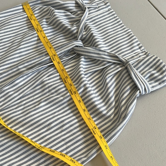 ANTONIO MELANI Paperbag High Waist Midi Pencil Skirt Striped Blue White Size 6 - Picture 5 of 11